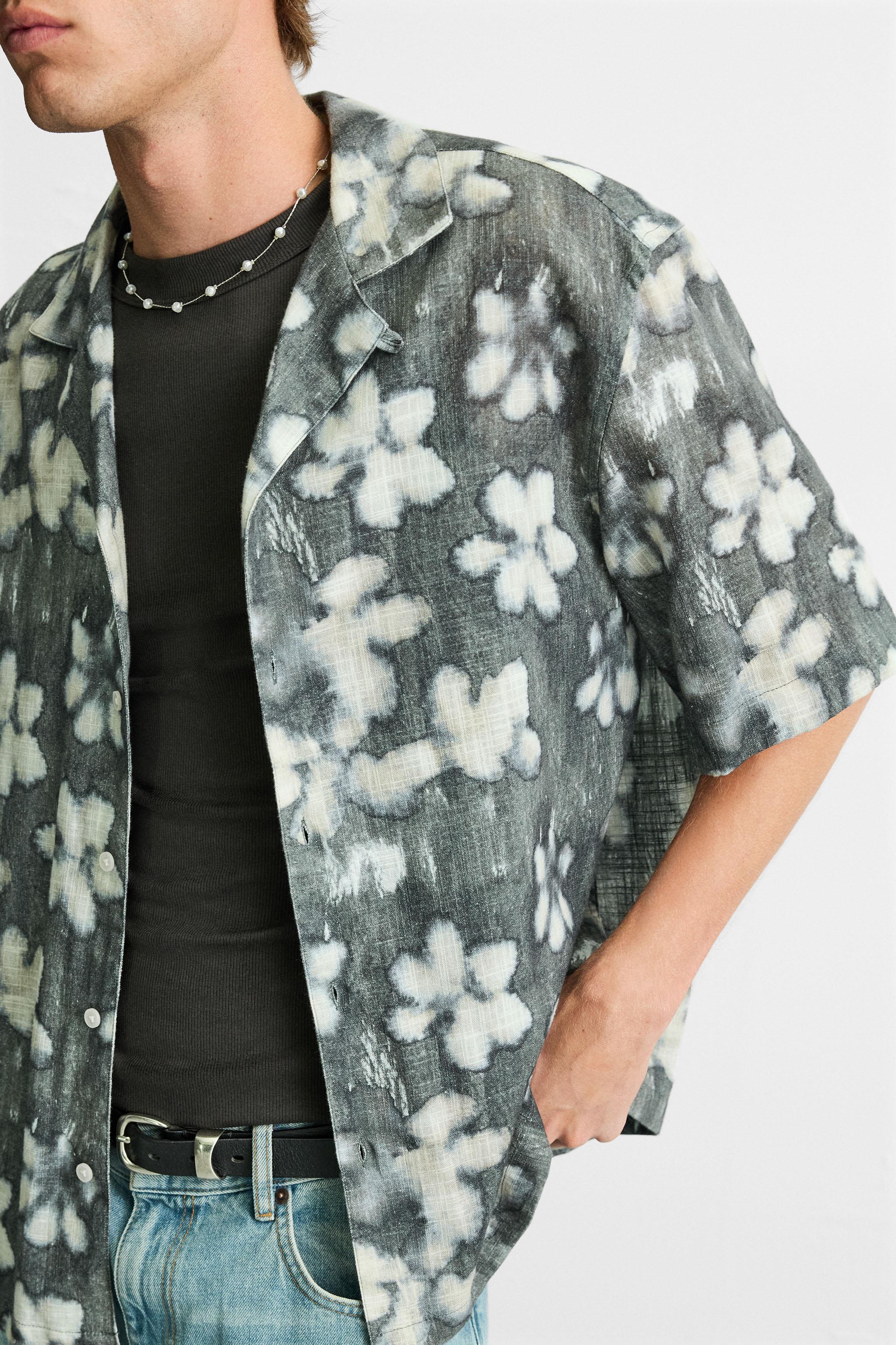 ABSTRACT FLORAL PRINT SHIRT